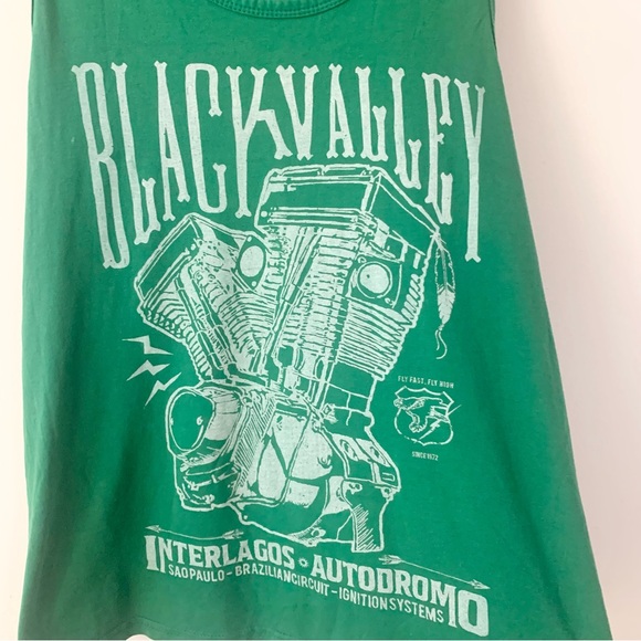 Vintage Moto Classica “Black Valley” Tank Top • Green Men’s size Medium EUC OBO - Picture 3 of 5